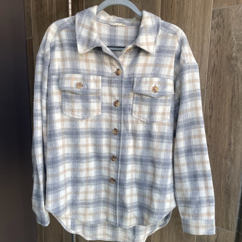 Cream Brown/Grey Flannel Jacket - L.A. Hearts